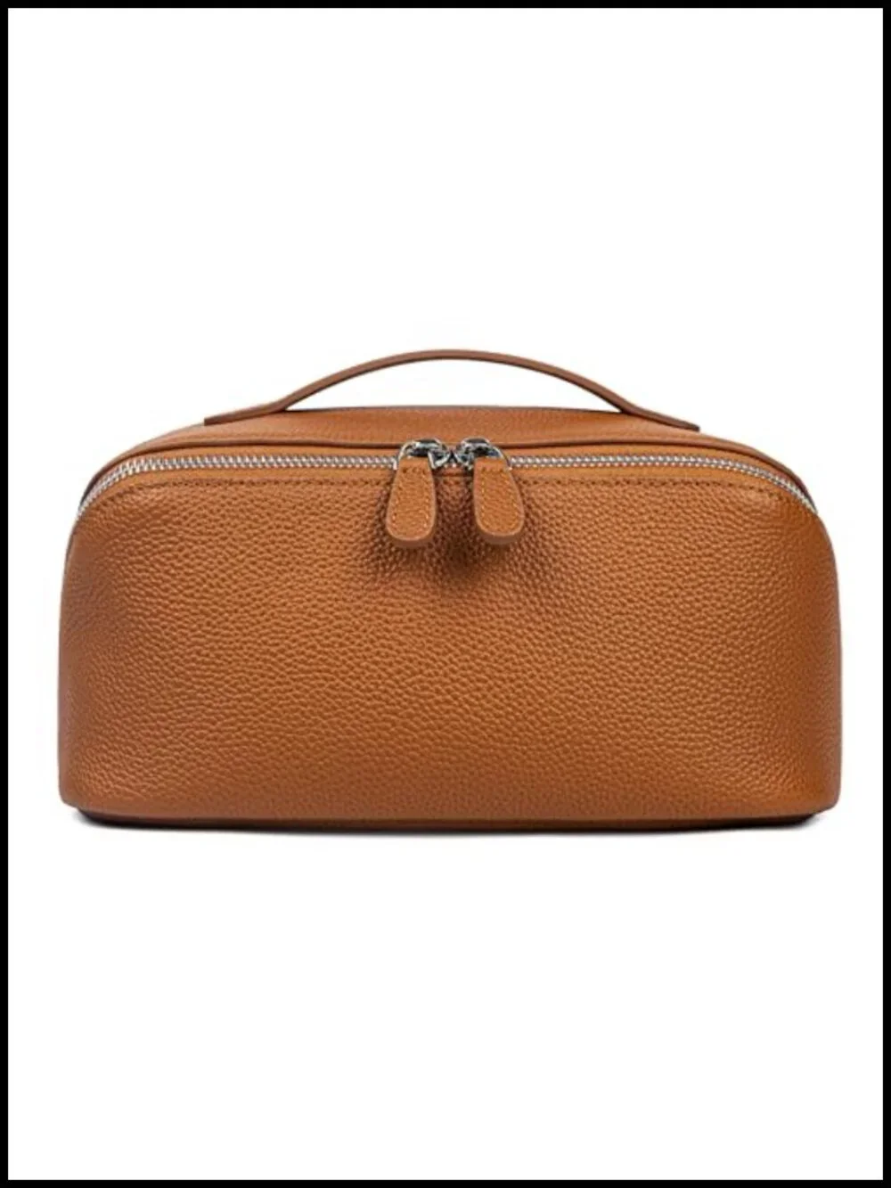 Genuine Leather Cosmetic Bag Large Capacity Travel Makeup Case with Multi